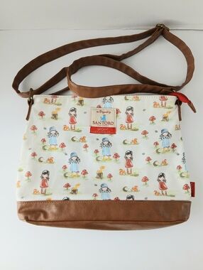 Santoro Gorjuss Canvas Crossbody Bag Pastel Pattern Print Toadstools